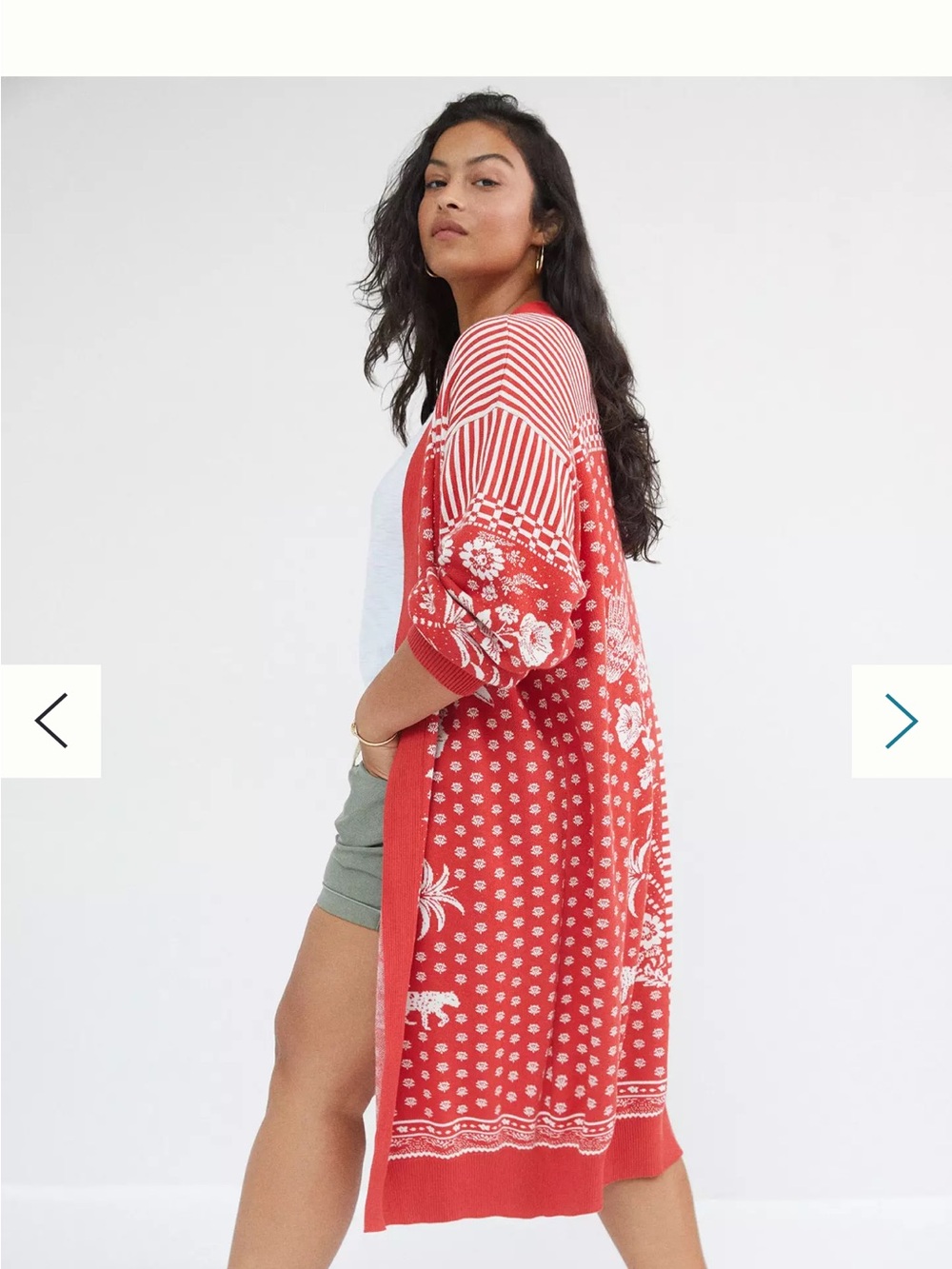 Rare FARM Rio Red Long Cardigan Open Front - Picture 5 of 10